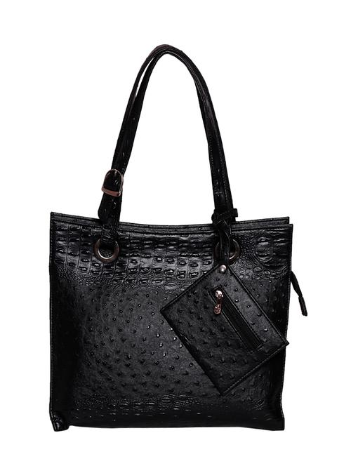 black leatherette textured handbag with pouch - 10925141 - Very Small Image - 1