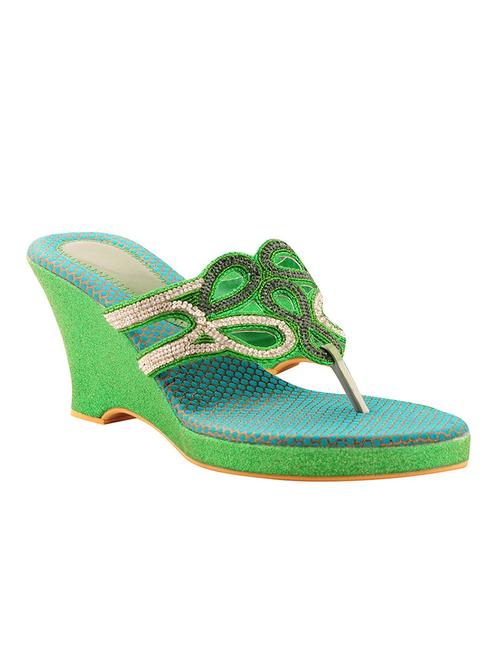 green leatherette wedge - 10925414 - Very Small Image - 1