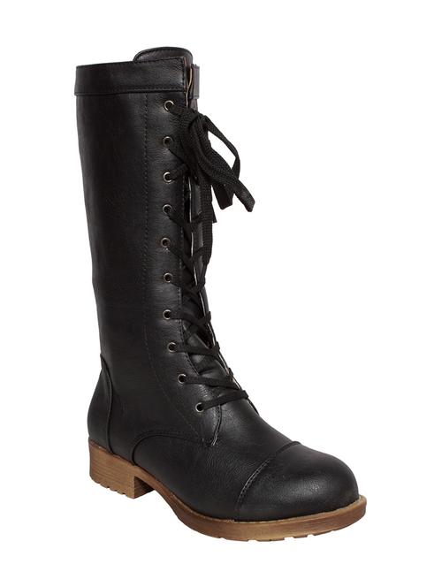 black leatherette calf length boot - 10925536 - Very Small Image - 1