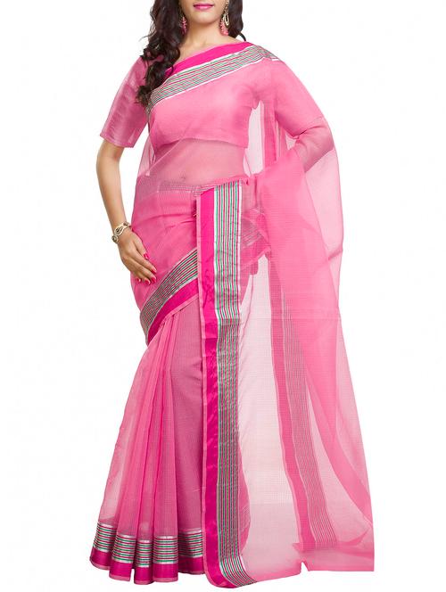 pink cotton saree - 10935976 - Very Small Image - 1