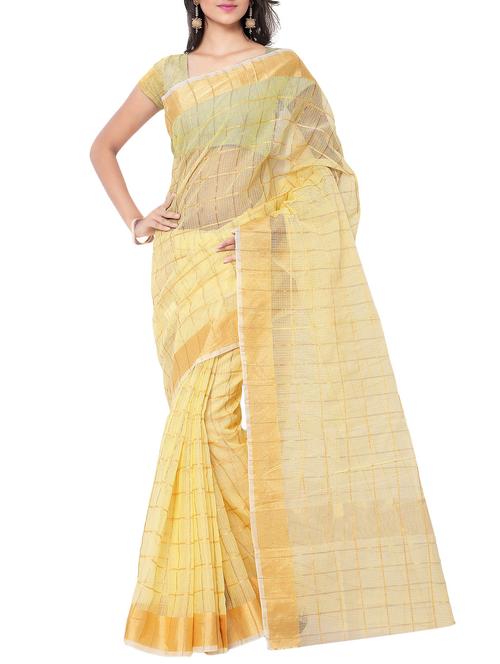 yellow cotton saree - 10935986 - Very Small Image - 1