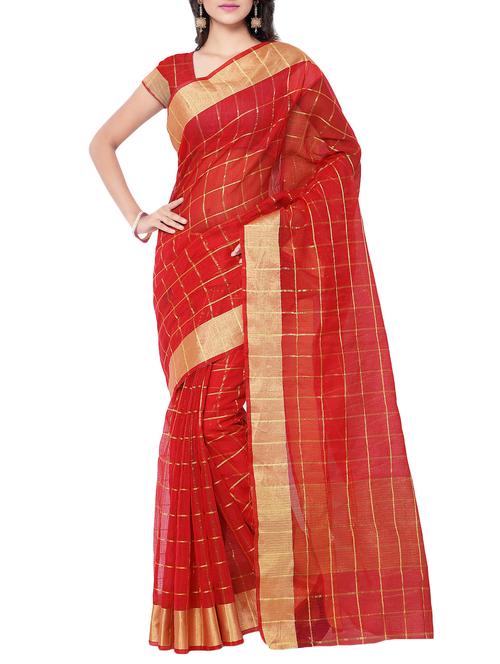 red cotton saree - 10935987 - Very Small Image - 1