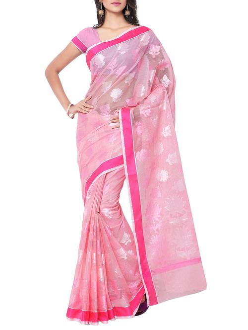 pink cotton saree - 10935996 - Very Small Image - 1