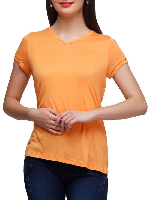 orange cotton regular tshirt - 10937935 - Very Small Image - 1