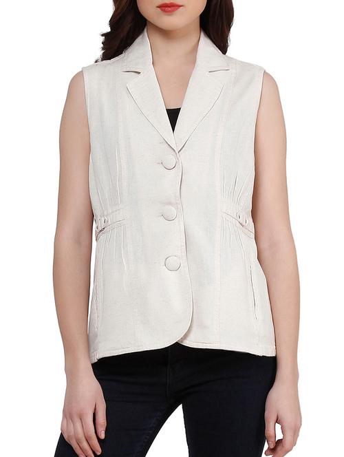 off white linen summer jacket - 10938170 - Very Small Image - 1