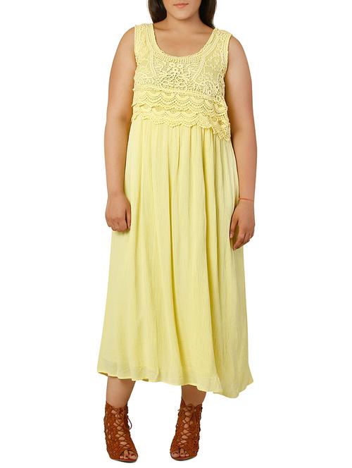 yellow viscose plus dress - 10938177 - Very Small Image - 1