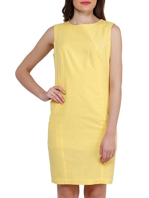 yellow linen aline dress - 10938189 - Very Small Image - 1