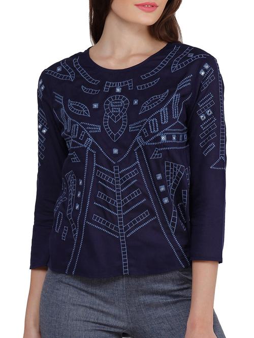 blue viscose top - 10938223 - Very Small Image - 1