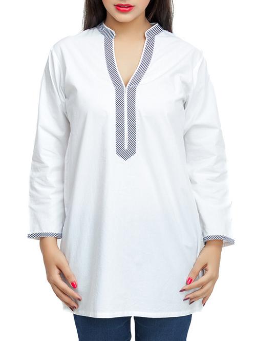 white cotton kurta - 10945407 - Very Small Image - 1