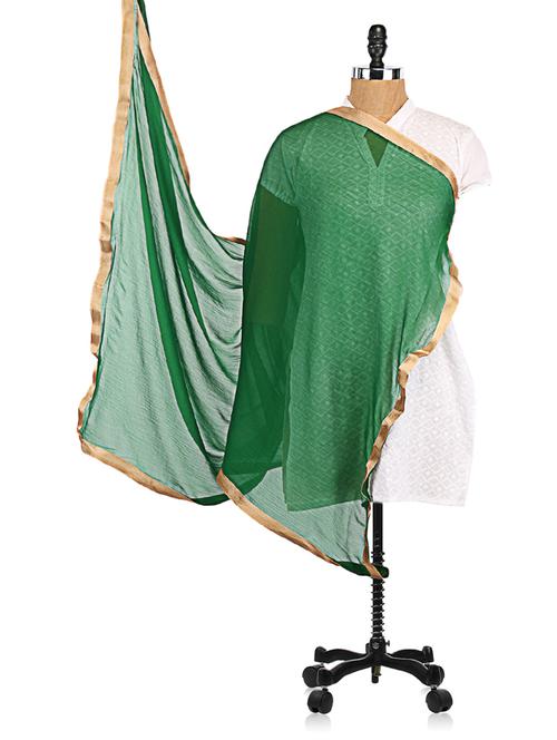 dark green dupatta with golden border - 1094824 - Very Small Image - 1