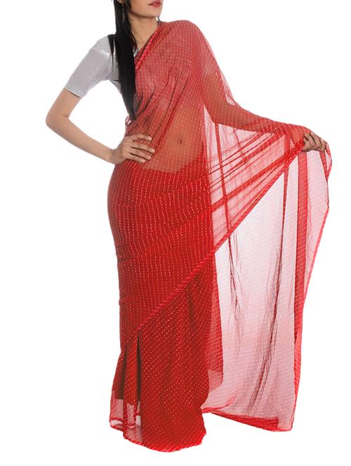 red georgette saree - 10956129 - Very Small Image - 1