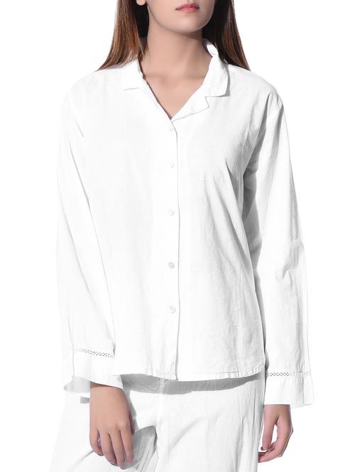 solid white night shirt and pyjama set - 10956438 - Very Small Image - 1