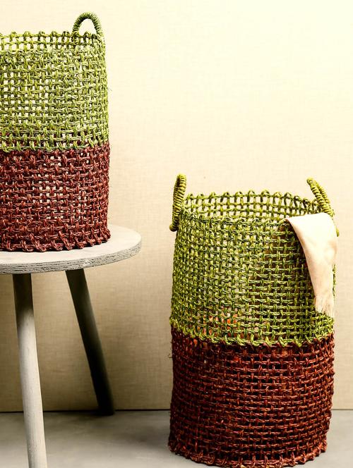 unravel india sabai laundry basaket(set of 2) - 10956471 - Very Small Image - 1
