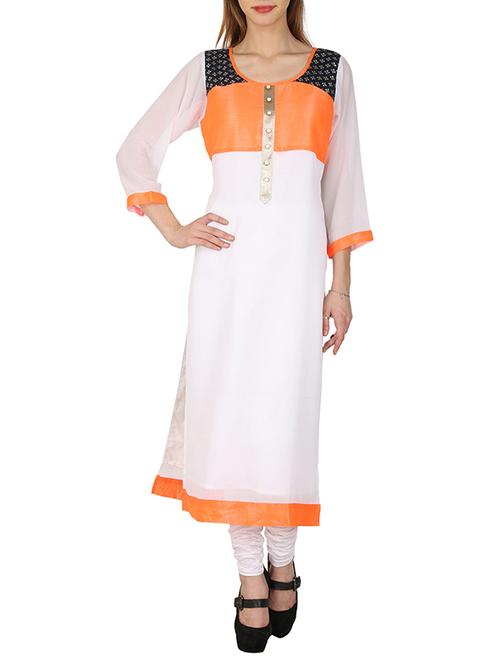 white georgette kurti - 10962263 - Very Small Image - 1