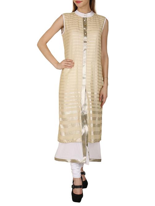 beige georgette kurti - 10962289 - Very Small Image - 1