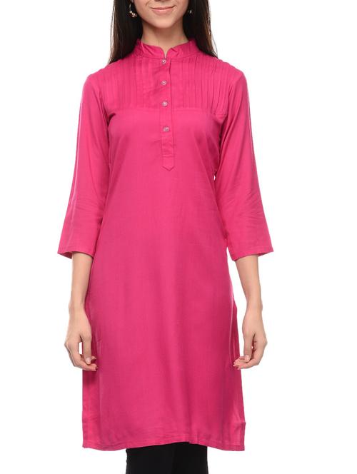 dark magenta rayon kurti - 10964230 - Very Small Image - 1