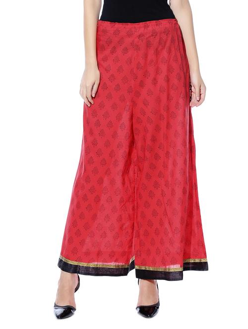 Red printed cotton palazzos - 10967107 - Very Small Image - 1