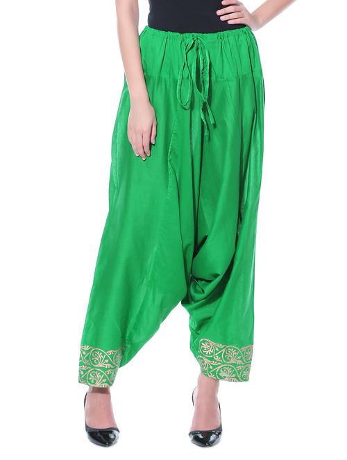 Green printed cotton salwar - 10967120 - Very Small Image - 1