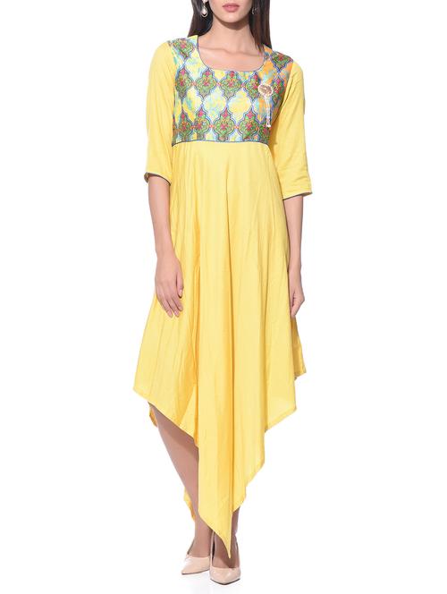yellow printed asymmetrical tunic - 10967605 - Very Small Image - 1
