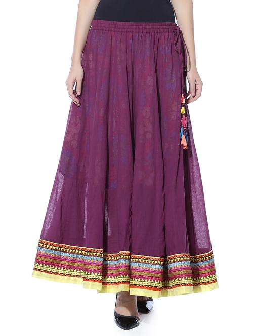 violet printed cotton mulmul maxi skirt - 10967615 - Very Small Image - 1