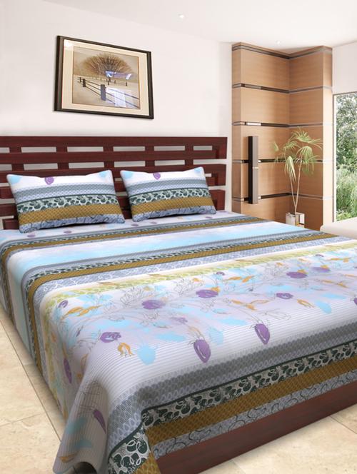 floral pattern double bedsheet set with 2 pillow covers - 1096772 - Very Small Image - 1