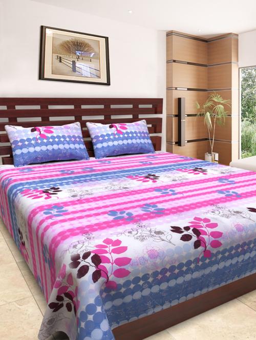 leaf printed double bedsheet set with 2 pillow covers - 1096780 - Very Small Image - 1