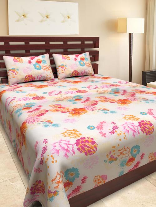 floral print poly-cotton double bedsheet with two pillow cover - 1096801 - Very Small Image - 1