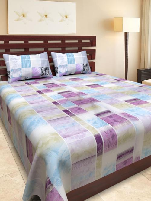 check printed double bedsheet with two pillow cover - 1096803 - Very Small Image - 1