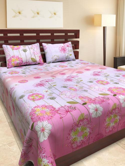 floral print poly-cotton double bedsheet with two pillow cover - 1096804 - Very Small Image - 1