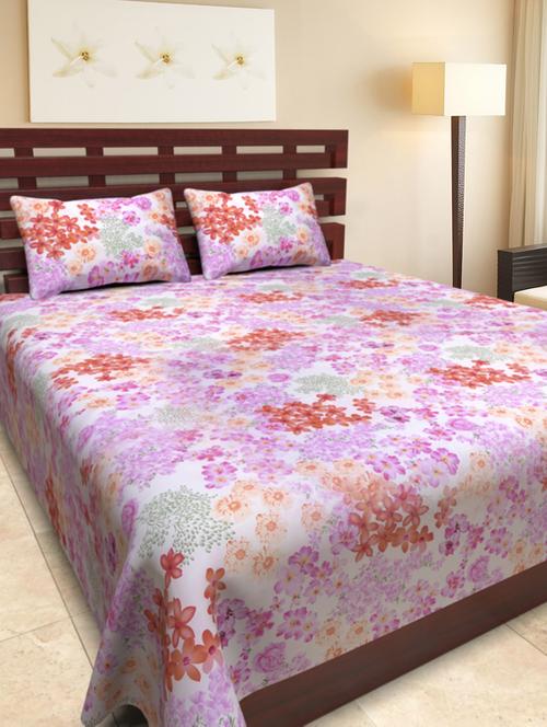 floral print poly-cotton double bedsheet set - 1096806 - Very Small Image - 1