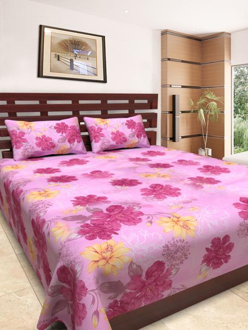 flower motifs printed double bedsheet set - 1096830 - Very Small Image - 1