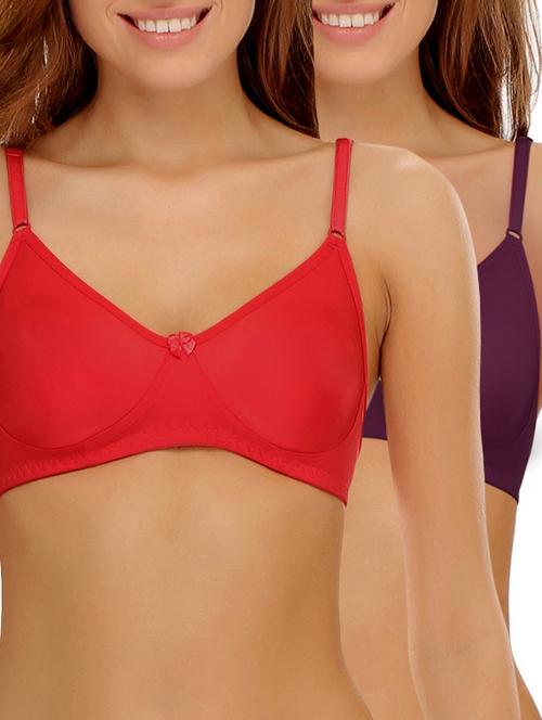 set of 2 red cotton regular bra - 10970869 - Very Small Image - 1