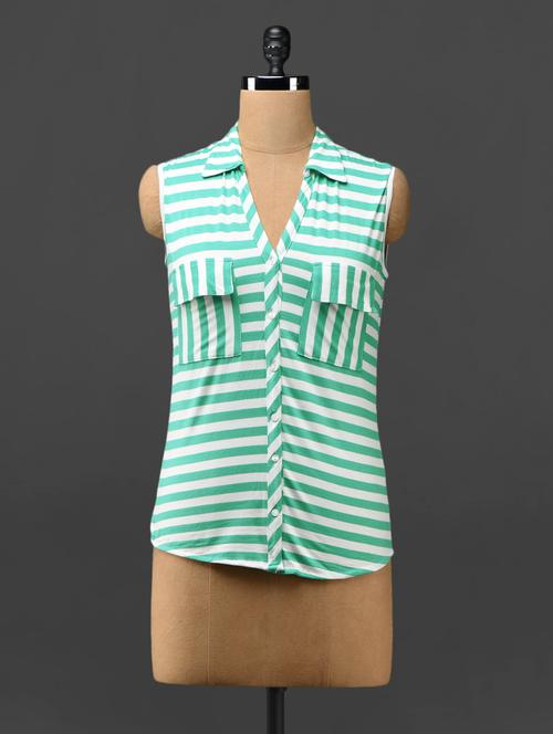 striped sleeveless viscose top - 1097290 - Very Small Image - 1