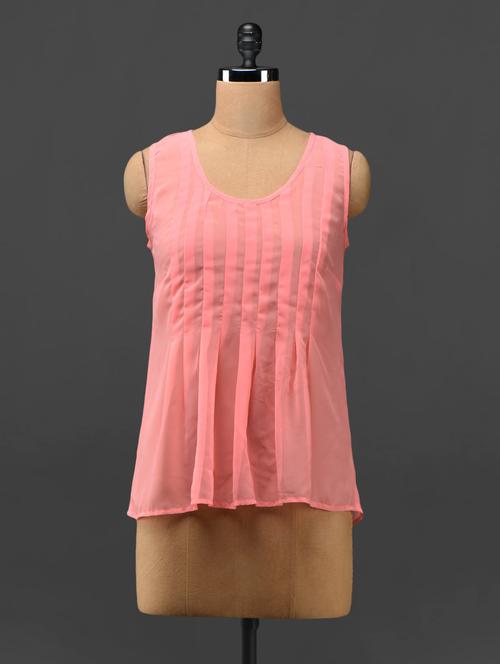 light pink pleated sheer georgette top - 1097291 - Very Small Image - 1