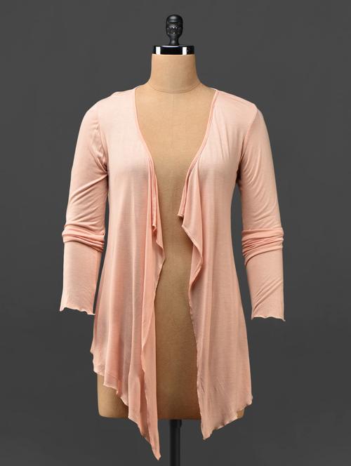 solid peach hi-low viscose shrug - 1097330 - Very Small Image - 1