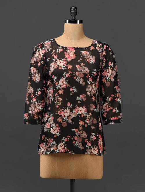 floral print sheer georgette top - 1097346 - Very Small Image - 1