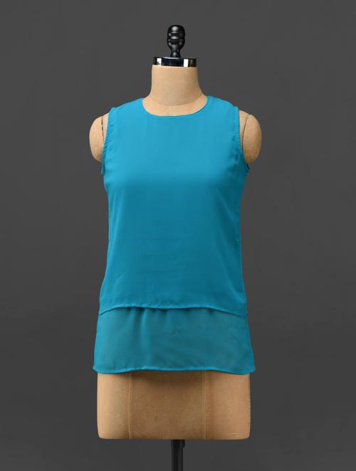 blue layered sleeveless georgette top - 1097353 - Very Small Image - 1