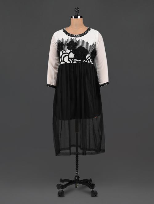 embroidered floral georgette & net kurta - 1098010 - Very Small Image - 1