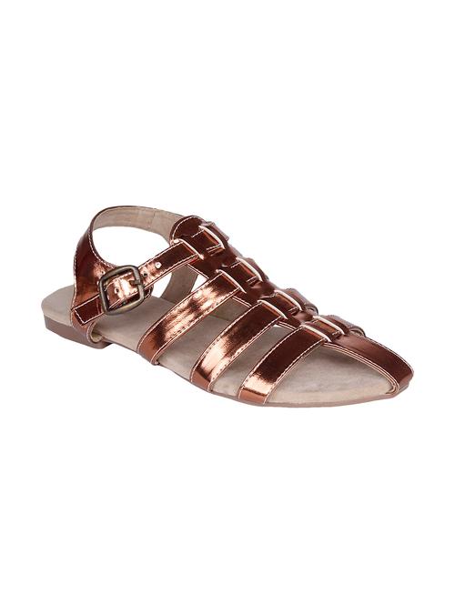 copper leatherette ankle strap sandals - 10986482 - Very Small Image - 1