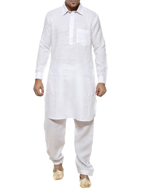white cotton ethnic wear set - 10987202 - Very Small Image - 1