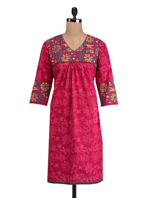 floral printed cotton kurta - 1098782 - Very Small Image - 1