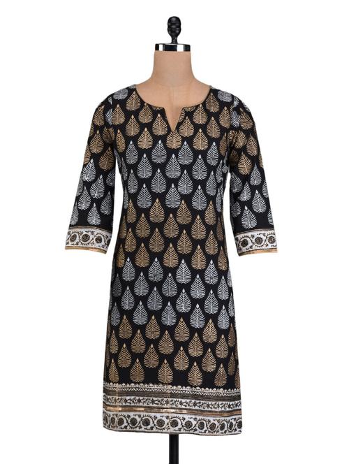leaf printed cotton kurta - 1098788 - Very Small Image - 1