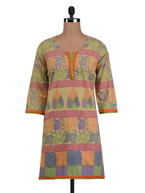 printed multi colour cotton kurta - 1098802 - Very Small Image - 1