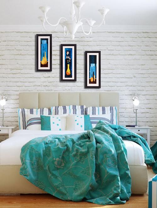 ecraftindia set of 3 satin matt textured art painting - 10996154 - Very Small Image - 1