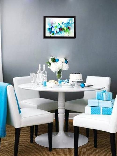 ecraftindia blue floral satin matt texture uv art painting - 10996268 - Very Small Image - 1