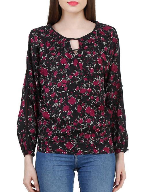 multicolor crepe blouson top - 10997099 - Very Small Image - 1