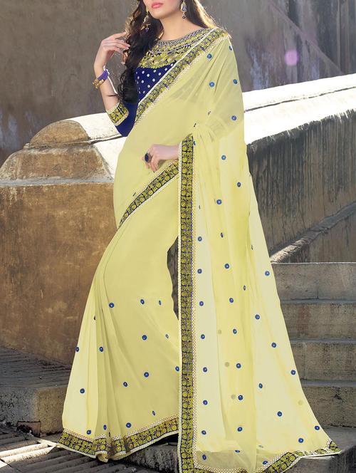 sea green georgette saree - 10998600 - Very Small Image - 1