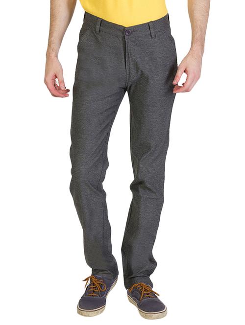 grey cotton blend casual trousers - 11007305 - Very Small Image - 1