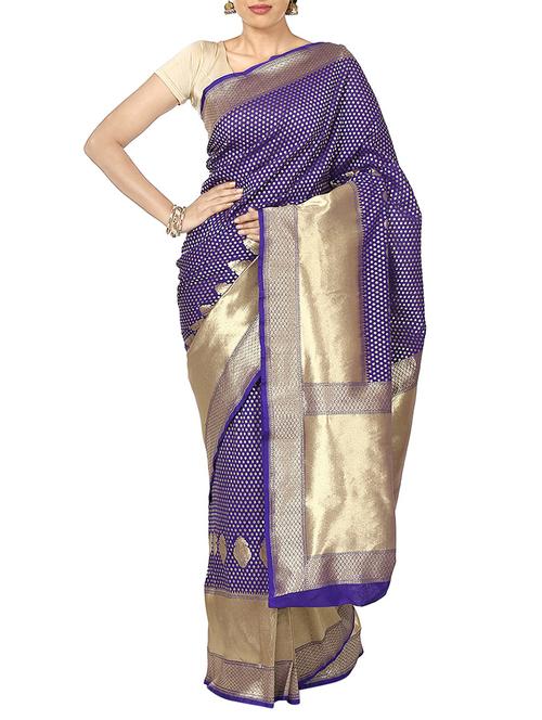 zari banarasi silk saree with blouse - 11010804 - Very Small Image - 1