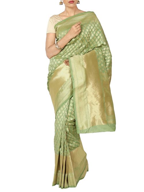 paisley banarasi silk saree with blouse - 11010812 - Very Small Image - 1